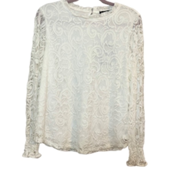 Adrianna Papell Top Women L White Pullover Lace Feminine Dainty Boho Western 80s - Picture 1 of 11